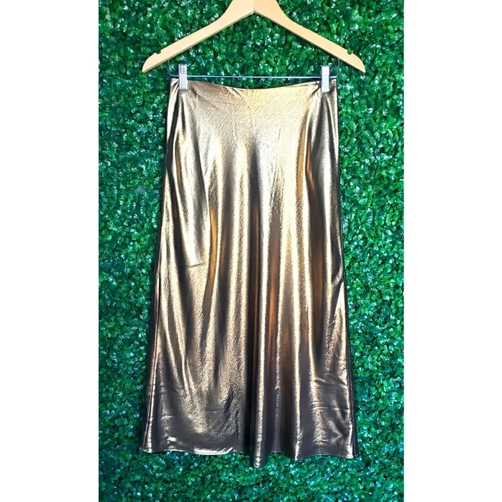 J.Crew Gwyneth slip skirt in gold lamé